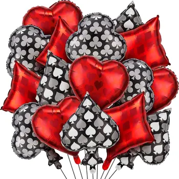 Декор вечеринки в казино 4ШТ Игральные карты Воздушные шары Лопаты Воздушные шары в форме сердца Вечеринка в Лас-Вегасе Покерные мероприятия Ночь Казино День Рождения