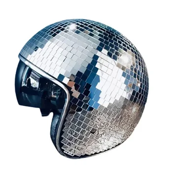 Диско шар шлем партия декор блеск стеклянный диско-шар диско-шар шапка шлем с выдвижным козырьком диско-шар ковбойская шляпа