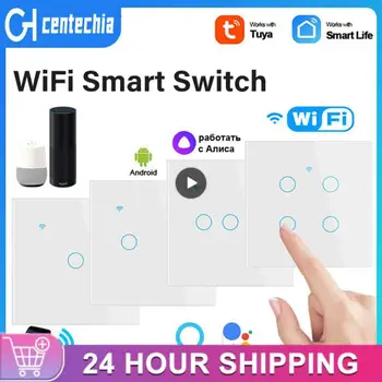 Для Alexa И Google Home Голосовое Управление Переключатель Нейтрального Провода 1/2/3/4gang Smart Switch App Control Настенная Панель Tuya Wifi