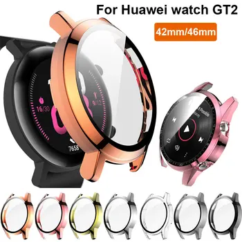Для Huawei Watch GT2 42 мм 46 мм PC Стекло + Ремешок Для Часов Watch GT 2 Защитная Крышка Экрана Бампер Защитные Чехлы Аксессуары