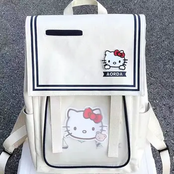 Женский нейлоновый рюкзак Sanrio Hello Kitty, студенческие школьные сумки в кампусе Харадзюку для девочек-подростков, японский туристический рюкзак для кемпинга