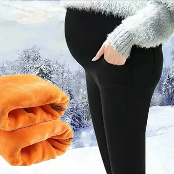 Зимние Хлопчатобумажные брюки из золотистого бархата для беременных, толстые теплые эластичные Леггинсы с тонкой регулировкой для беременных, одежда для мамы с высокой талией