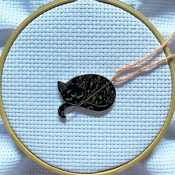 Игольница с рисунком животного Кота, Игольница-няня, Магнит для вышивания крестиком, рукоделие