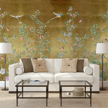 Изготовленные на заказ американские ретро обои с цветочной птицей спальня гостиная крыльцо настенная живопись обои для домашнего телевизора фон 3D настенное покрытие