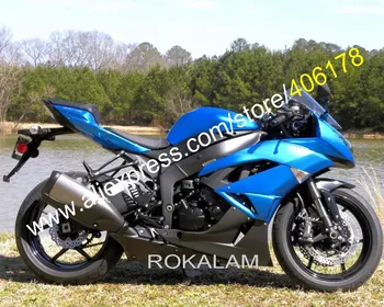 Индивидуальный комплект Обтекателей кузова ZX6R Для Kawasaki Ninja ZX6R 2009-2012 Синих Мотоциклетных Обтекателей (литье под давлением)