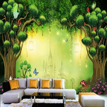 Индивидуальный размер Любая Фреска Обои 3D Мечта Зеленый лес Замок Фреска Гостиная Кабинет Фон Стены Домашний декор 3D Обои