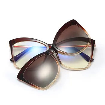 Квадратные женские магнитные солнцезащитные очки с кошачьим глазом, поляризованные линзы с клипсами, Роскошная Женская оправа для очков с защитой от синего света UV400