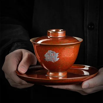 Китайский Традиционный Чайный Сервиз Цзиндэчжэнь Керамика Гайвань Здоровье Гунфу Чайная Посуда Чайная Церемония Фарфоровая Крышка Чаша Супница Чайный Сервиз