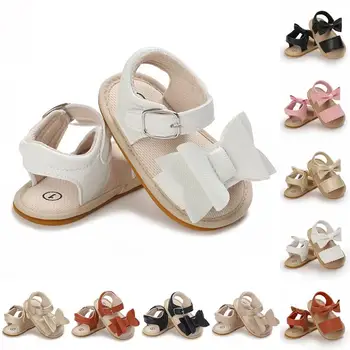 Классическая модная разноцветная детская обувь для новорожденных на нескользящей резиновой подошве для девочек, элегантная повседневная обувь принцессы, обувь для первых прогулок