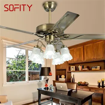 Классическая потолочная вентиляторная лампа SOFITY, большая 52-дюймовая лампа с дистанционным управлением, современная простая светодиодная лампа для домашней гостиной