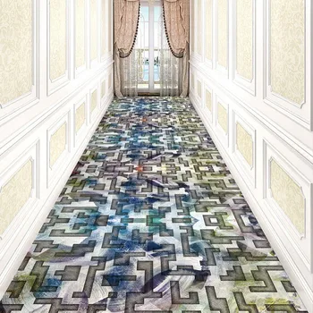 Ковры для вестибюля Reese, длинные ковры, декор для прихожей, коридор, проход, вечеринка, Хаос и порядок, Геометрические лабиринтообразные яркие и красочные узоры