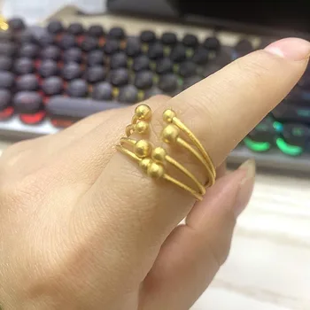 Кольца с шариками золотого цвета для женщин, дизайн бусин, ювелирные изделия из Дубая, Обручальные кольца эфиопского свободного размера, Изменяемые по размеру