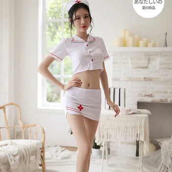 Комплект сексуального белья медсестры Naughty Role Play Секс-униформа Babydoll Lenceria Sexi Платье эротического нижнего белья Экзотический комплект Секс-игры для взрослых