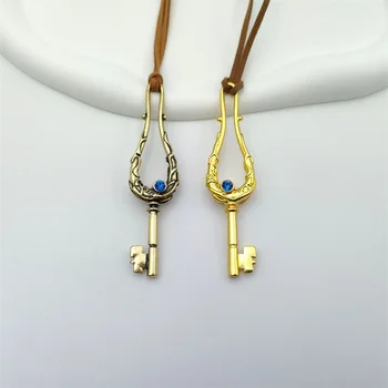 креативные модные ожерелья с подвесками в форме ключа, Двухсторонняя стереосистема, аниме, реквизит для косплея, ретро Аксессуары из синего циркона B355