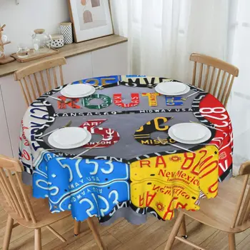 Круглая скатерть, 60-дюймовая Кухонная скатерть для обеденного стола, Водонепроницаемые американские дорожные скатерти