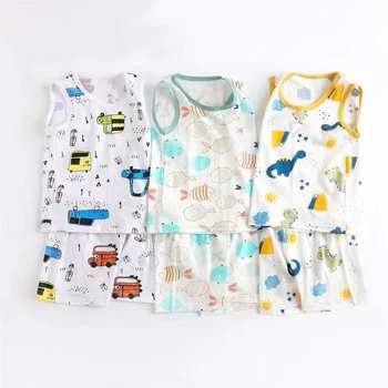 Летняя хлопковая пижама для мальчиков, пижамы для детей, детские пижамы, одежда с динозаврами для маленьких девочек, костюмы, пижамы для младенцев