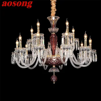 Люстра в европейском стиле AOSONG, светодиодная подвесная свеча, хрустальные светильники, роскошные светильники для домашней гостиной
