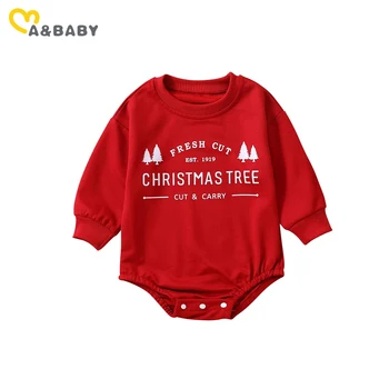 Мама и малыш 0-18 м, Рождественский комбинезон для новорожденных мальчиков и девочек, комбинезон с длинными рукавами и надписью для малышей, красная Рождественская одежда