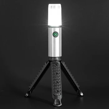 Мини-фонарик для кемпинга со штативом и абажуром 1500 мАч Лампы лагерного освещения со скрытым крючком Индикатор питания для ночной езды на рыбалке