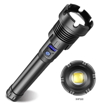 Мощный фонарик с высоким освещением, зарядка через Micro USB, индикатор низкой освещенности, красная и белая полосы, поддержка выхода из алюминиевого сплава