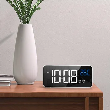 Музыкальный перезаряжаемый ночной режим Голосовое управление Настольные часы светодиодные часы цифровой будильник Despertador Digital