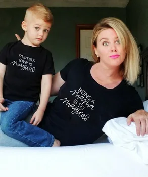 Наряд для мамы и меня Быть мамой - это Так волшебно Женская рубашка Mama's Love Is Magic Детская футболка Летняя Повседневная Семейная одежда