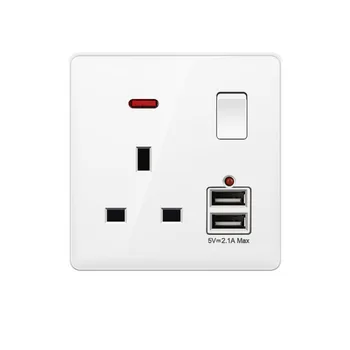 Настенный кнопочный выключатель Белая панель 13-дюймовая USB-розетка стандарта Великобритании для украшения дома