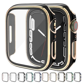 Новая Защитная пленка-бампер 2В1 для iwatch ultra SE 8 7 6 5 4 3 2 Полностью Стеклянная крышка для Apple Watch Case 45 мм 41 44 40 42 38