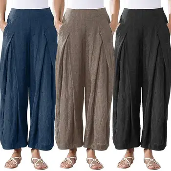 Новейшие женские хлопчатобумажные льняные брюки за рубежом Всех размеров, высококачественные женские брюки, хорошая одежда, повседневный Свободный стиль, Удобная мода