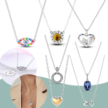 Новинка 2022 года из стерлингового серебра 925 пробы, ожерелье с имитацией жемчуга, сапфировое ожерелье Love, женское ожерелье со звездой, ювелирные изделия с подвесками размером 3-4 мм
