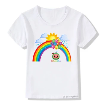 Новое поступление 2021, детская футболка, детская одежда, футболка с радужным принтом для девочек/мальчиков, летняя рубашка в стиле харадзюку, camisetas, футболка, топы для девочек