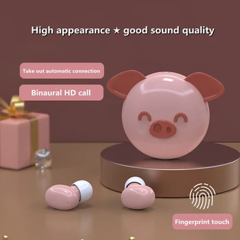 Новое поступление милых мультяшных животных TWS true беспроводная бинауральная Bluetooth гарнитура с микрофоном HiFi музыкальная спортивная мини симпатичная сенсорная гарнитура