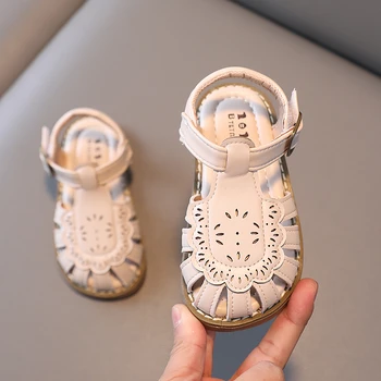 Новые Детские Сандалии Кожаная обувь с ТОбразным ремешком для Девочек Sandalias mujer 2023 Летняя Детская Обувь для малышей 226R