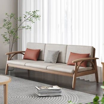 Новый диван из ясеня в китайском стиле, скандинавская гостиная, простой современный зимний и летний диван двойного назначения оливково-зеленого цвета