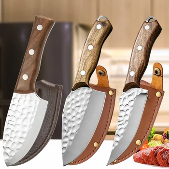 Нож для обвалки мяса, рыбы, фруктов из нержавеющей стали, Бытовой нож, тесак, Охотничьи ножи для барбекю от шеф-повара