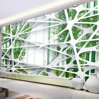 обои wellyu домашний декор Обои на заказ 3D стерео HD бамбук простая современная мода ТВ фон обои для стен behang