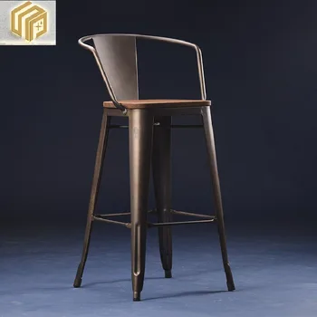Оптовые барные стулья American vintage с металлическими подлокотниками и высокими ножками для бара