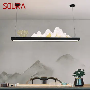 Подвесная люстра в китайском стиле SOURA Современные светодиодные 3 цвета Креативные Ландшафтные подвесные светильники для домашнего Чайного домика Столовой
