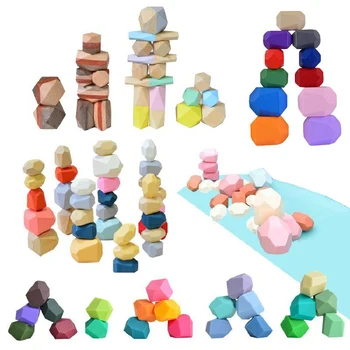 Познание цвета Монтессори, Деревянная силиконовая лепка из камня, Развивающая игрушка для детей в скандинавском стиле Ins