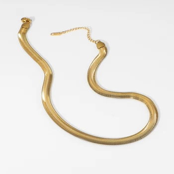 Позолоченное ожерелье-змея из нержавеющей стали, браслеты для женщин, колье-чокер 8 мм, ювелирные изделия для укладки