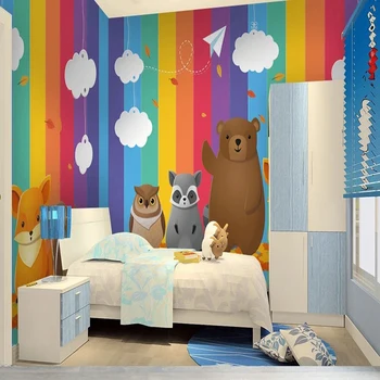 Пользовательские 3D Фотообои Красочные Радужные Животные Фон Детской Комнаты Настенная Живопись Papel De Parede Fresco Home Décor Art