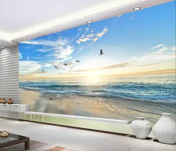 Пользовательские обои фон морского восхода обои домашний декор гостиная спальня 3D ТВ фон стены 3D обои