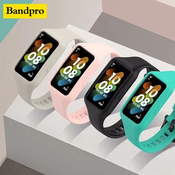 Потрясающий силиконовый ремешок + чехол для Honor Band 6 7 Ремешок для часов Huawei Band 6 Pro 7 8 смарт-часы Спортивный браслет Аксессуары 