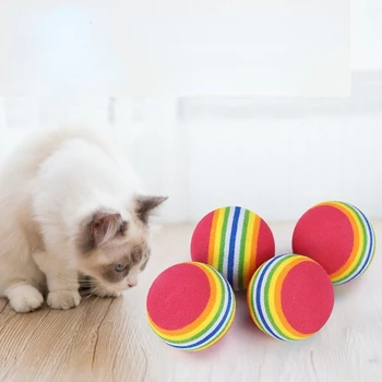 Радужный мяч для кошек EVA, интерактивная игра для кошек и собак, жевательная погремушка, царапины, Тренировочные мячи EVA, Игрушки для домашних животных, принадлежности