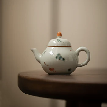 Ручная Роспись Бамбуковый Китайский Керамический Чайник Сосновый Чайник Набор Для Чайной Церемонии Молочный Улун Чайный Галстук Гуань Инь Жасминовый Тип Чайной Посуды