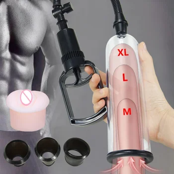 Ручной увеличитель-помпа для увеличения пениса, секс-игрушки для мужчин, мастурбатор, инструмент для сосания, вакуумный насос для взрослых, продукт