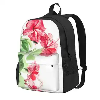 Рюкзак с 3D принтом Hibiscus, студенческая сумка, цветок Гибискуса, цветочный Ботанический, красный, Тропический, белый, зеленый, растительный