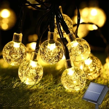 Светодиодные гирлянды на солнечной батарее, уличный хрустальный сказочный светильник с 8 режимами, водонепроницаемый внутренний светильник на солнечной батарее для декора вечеринки в саду