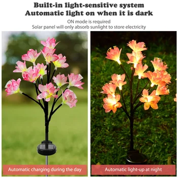 Светодиодный светильник на солнечной батарее IP65 Водонепроницаемый Солнечные садовые фонари в форме цветка для украшения ландшафта дворовой дорожки