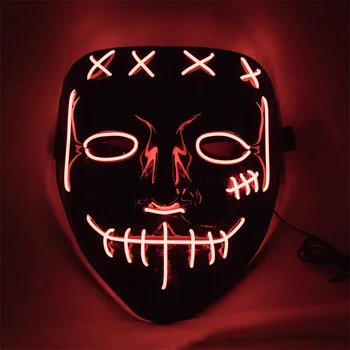 Светящаяся маска для вечеринки с гримасой на Хэллоуин, светодиодная атмосфера, маска Ужаса, реквизит, Череп, анфас
